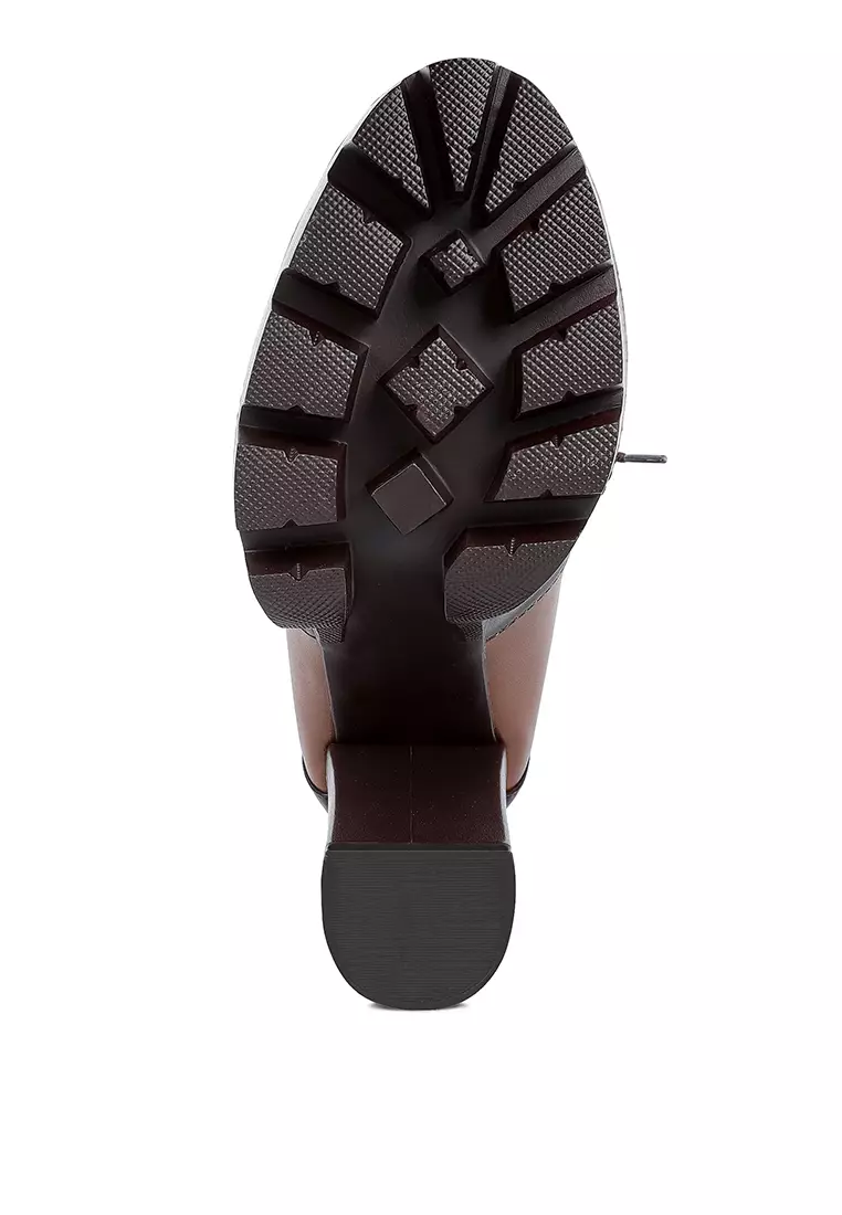 London Rag Cow printed lace-up block heel boots in Brown 2024 | Buy ...