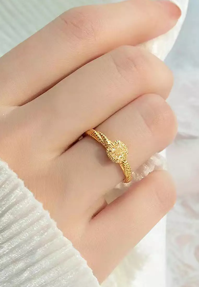 Cincin Wanita Titanium Original R004 Perhiasan Korea Fashion Free Size Rings Cewek Anti Luntur