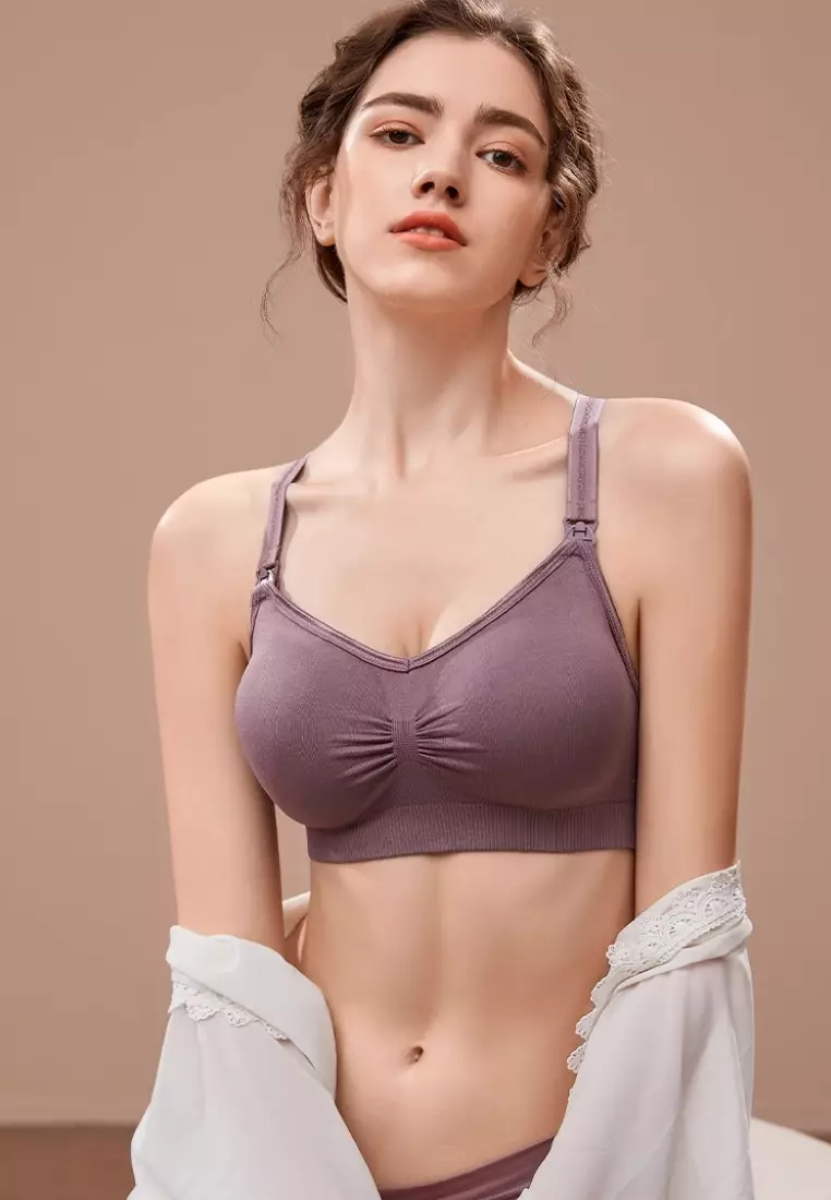 3 Pack Grace Nursing Push Up Maternity Bra in Purple, Grey and Black