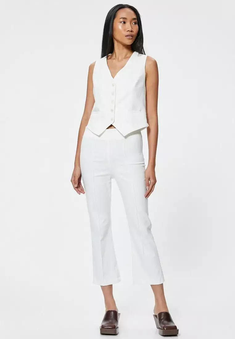 Cigarette Trousers Ribbed Standard Waist