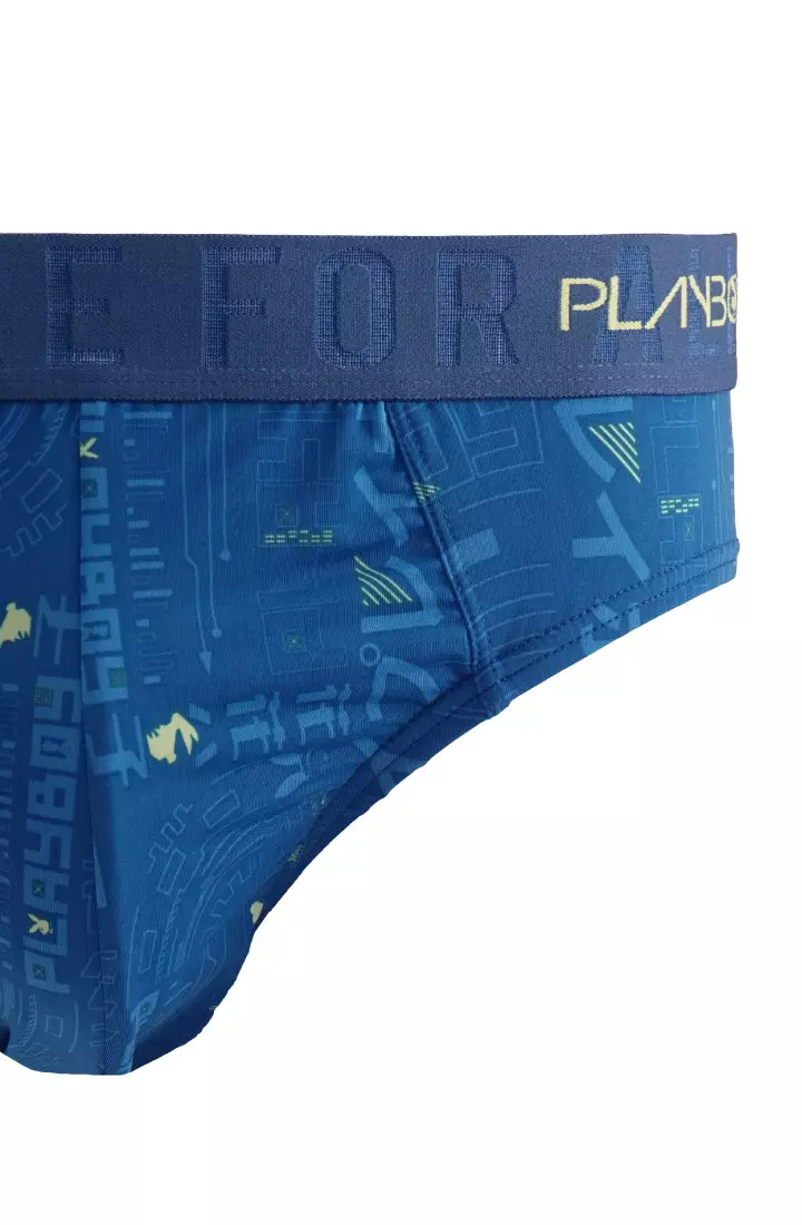 S-2XL) Playboy Men's Underwear Microfiber Spandex Trunk - Assorted Colour  (2 Pieces) B122552-2S