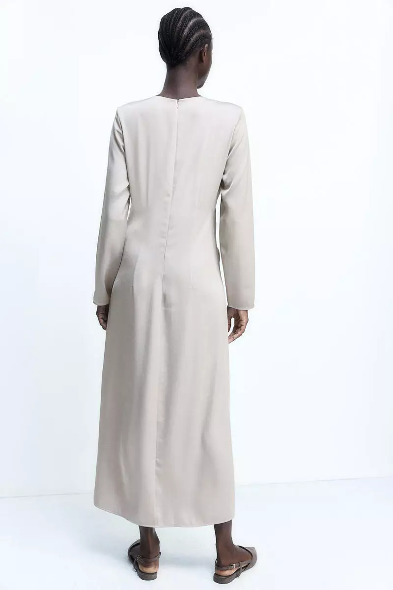 MAMA Draped knot-detail satin dress