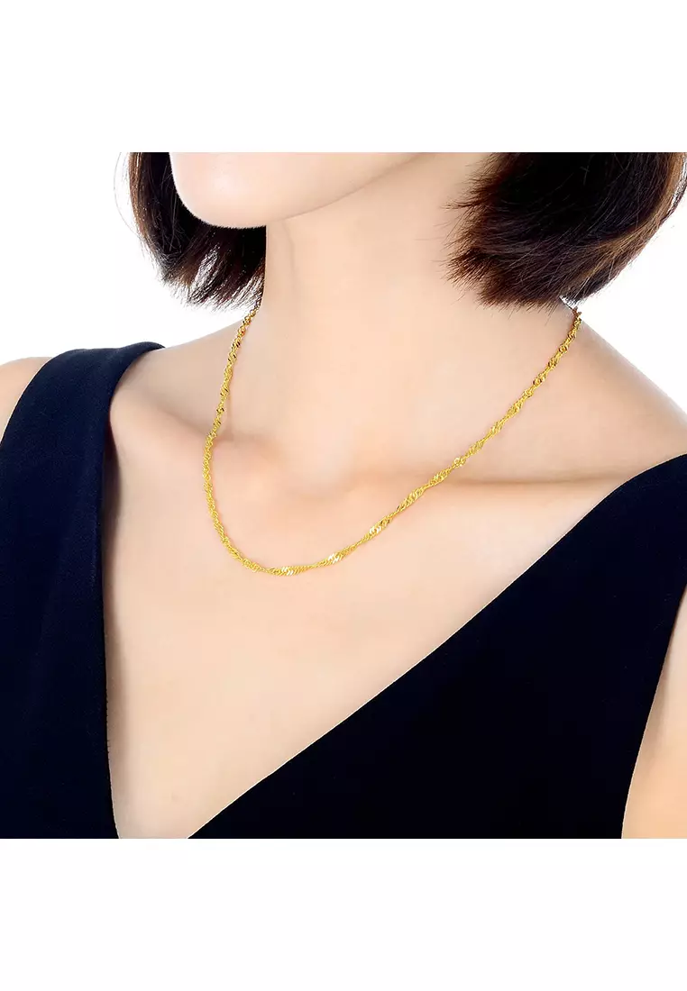 916/22K Gold Hollow Wave Necklace R013 (4.20MM, 60CM)