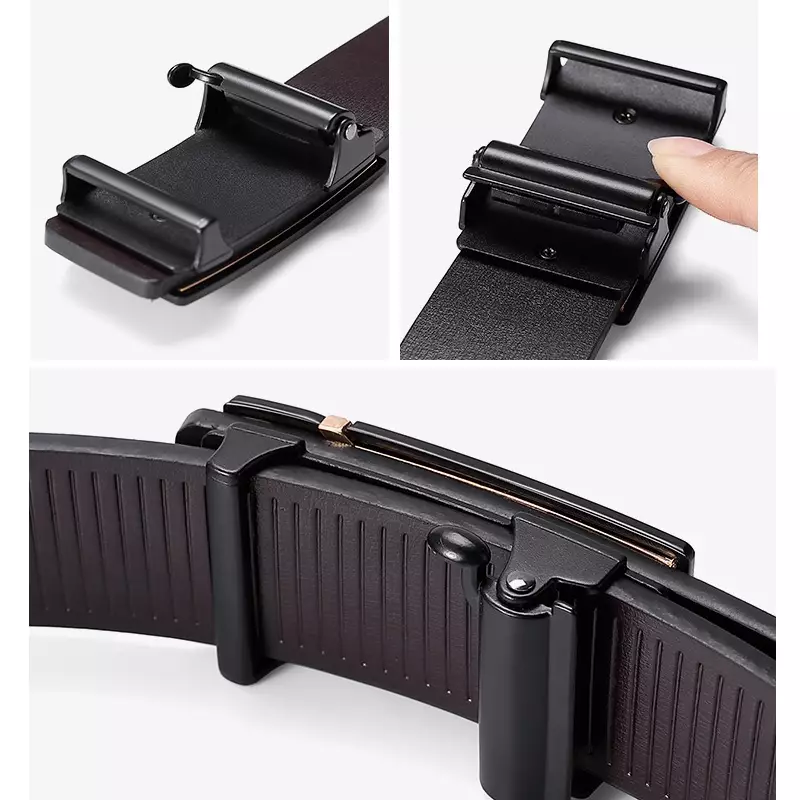 Bison Denim Gesper Ikat pinggang Pria Kulit Sapi Asli N71581 - Black