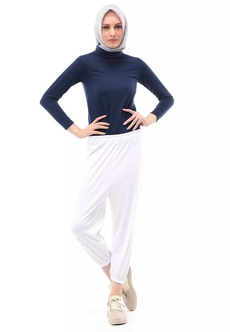 Nabila Legging Karet Muslimah Polos Bawahan Wanita Regular Fit - Putih