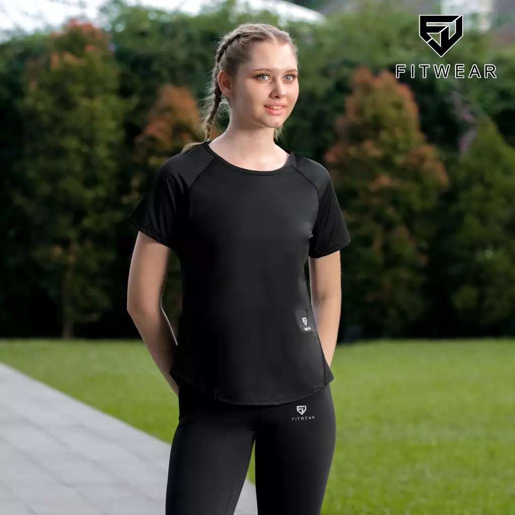 Fitwear Kaos Olahraga Wanita RORRA OVERSIZE DRYFIT BACKMESH - BLACK