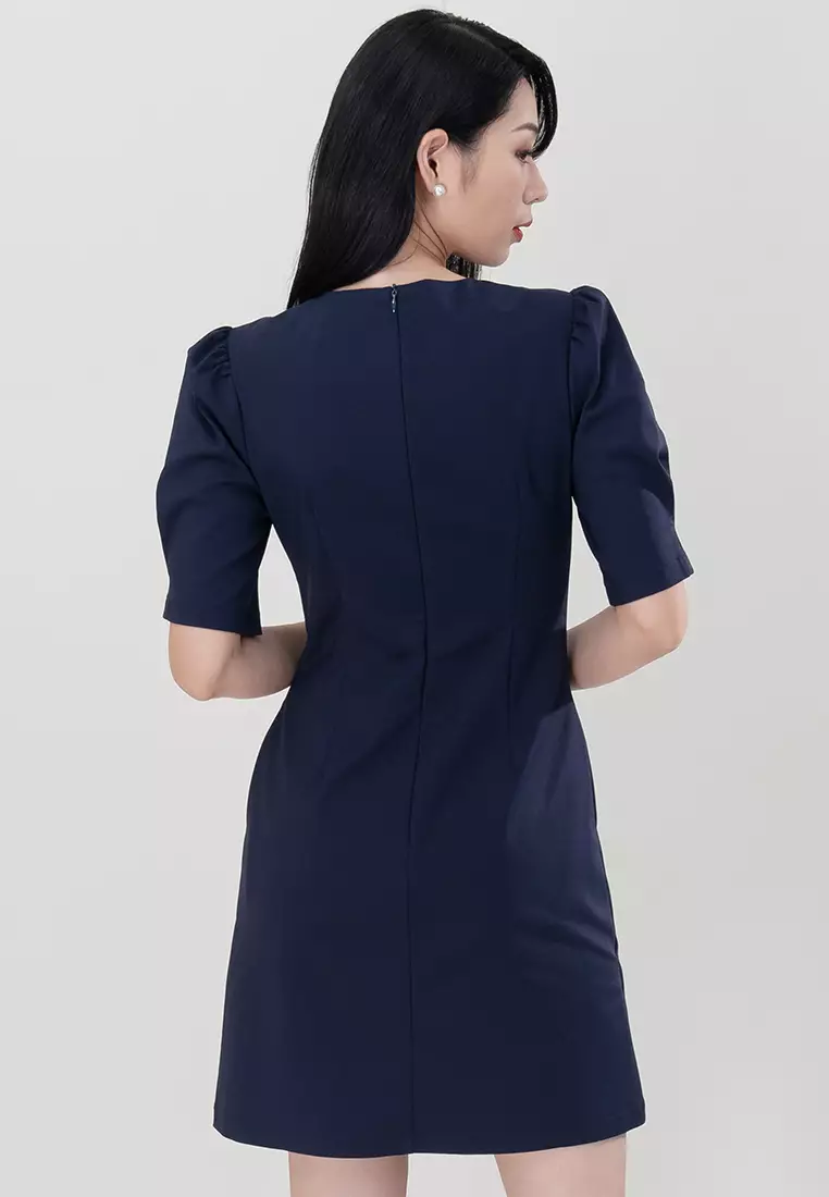 Round Neckline Mini Dress
