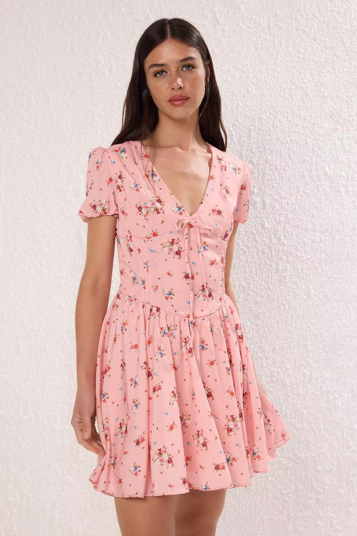 Pink Floral Mini Dress