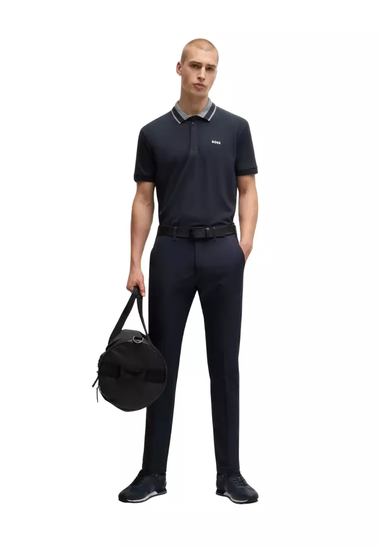 Boss Stretch-cotton polo shirt with logo detail
