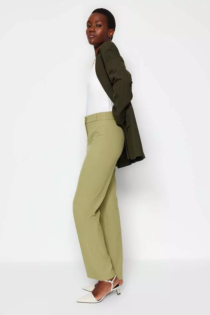 High Waist Straight Cut Trousers