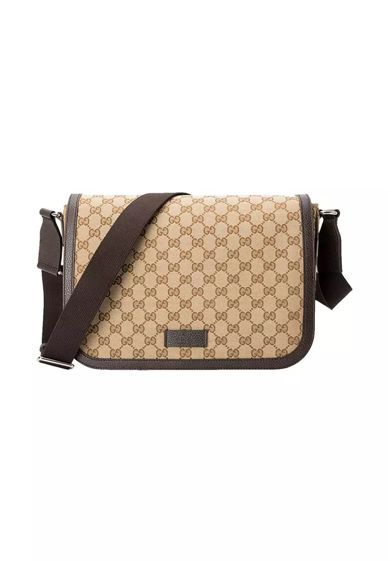 Buy Gucci Gucci Gucci men's classic canvas double G Logo messenger bag  single shoulder bag 2023 Online