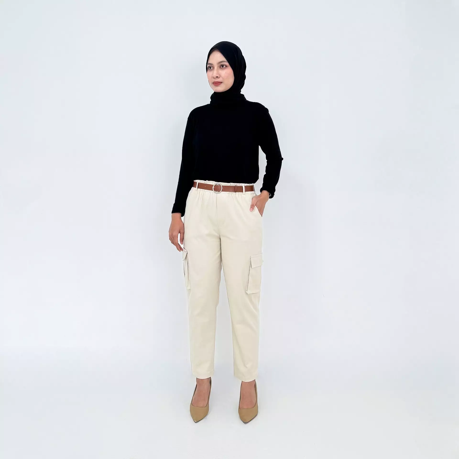 Celana Panjang Katun Wanita - Long Pant Twill Cargo - BEIGE