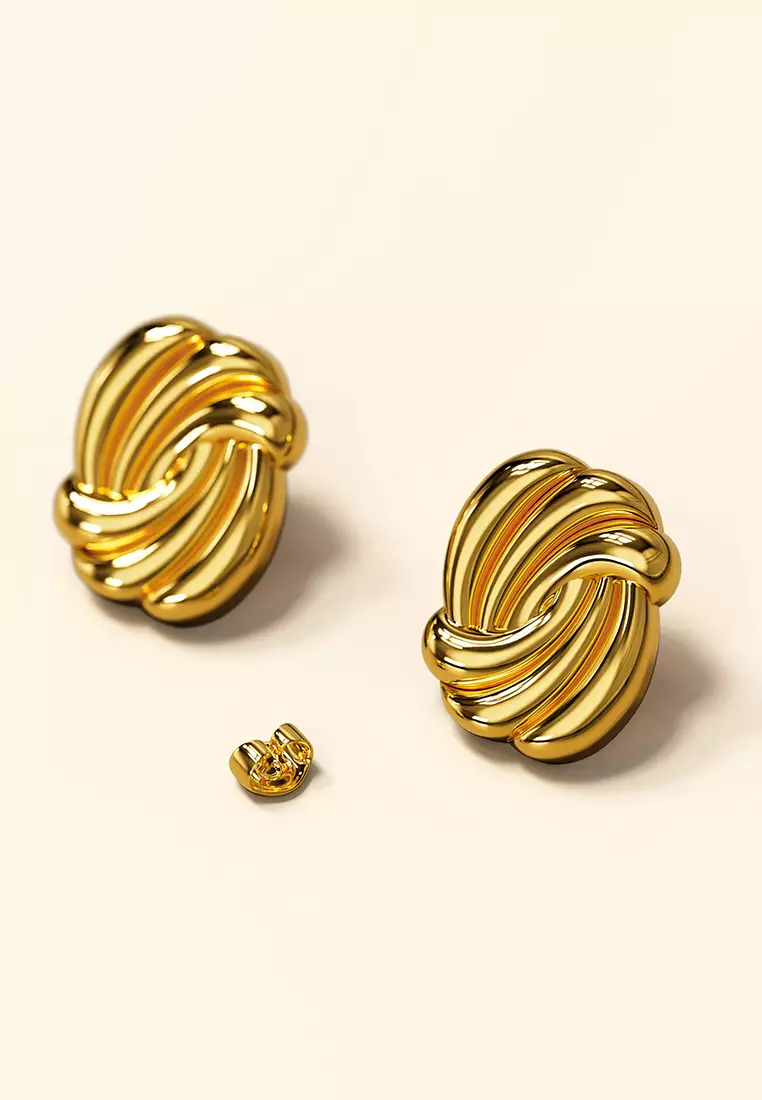 Intertwined Gold layered Stud Earrings