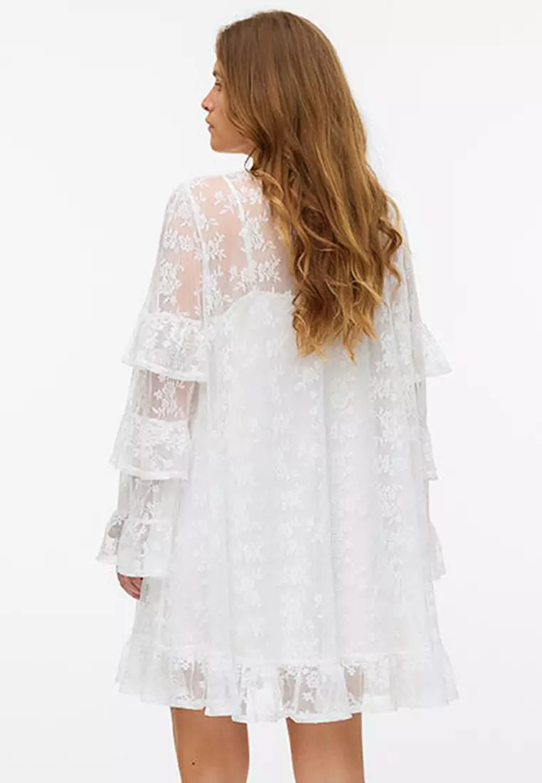 Long Sleeves Lace Jersey Dress