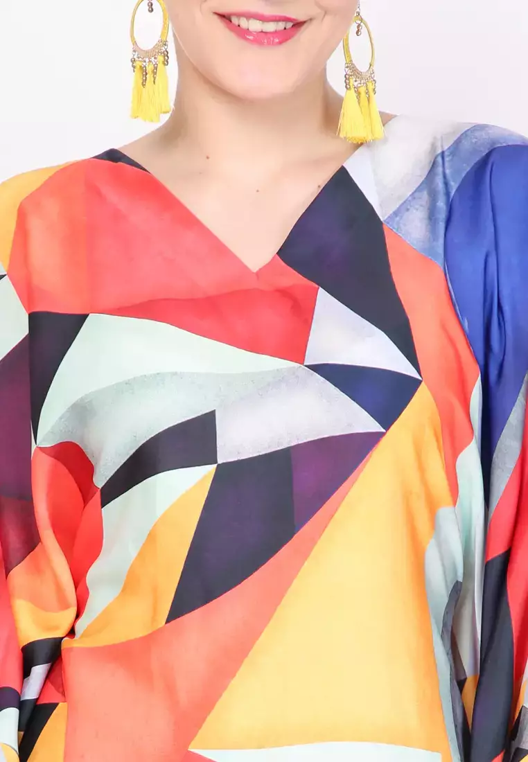 Kanzi Short Sleeve Abstract Kaftan