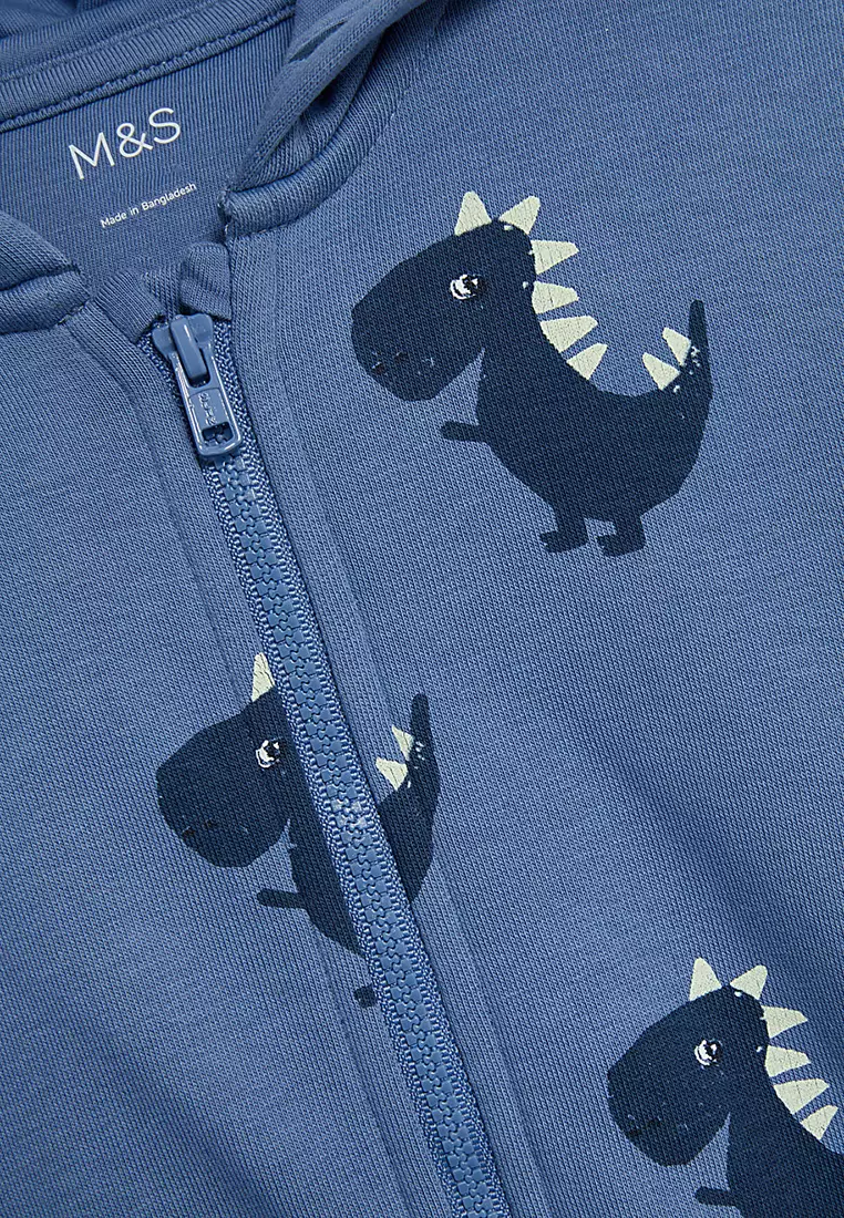 Cotton Rich Dinosaur Zip Hoodie