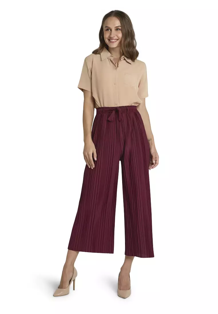 Danette Celana Kulot Import Tali Pita Bawahan Wanita Premium Quality - Maroon