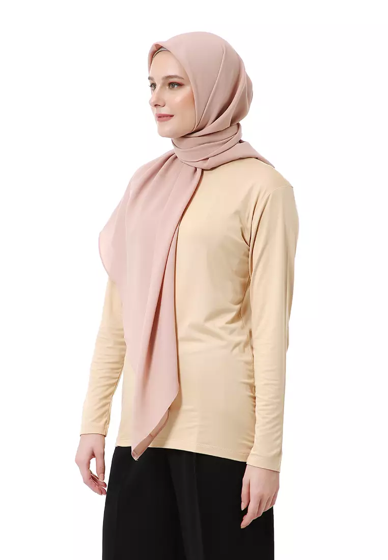 Afshin Jilbab Wanita Segiempat Motif Polos Premium Muslimah - Cream