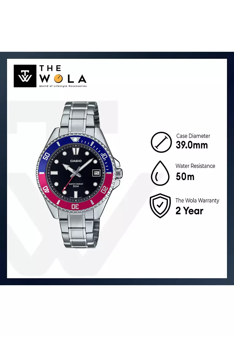 Men's Analog Watch MDV-10D-1A3 Silver Stainless Steel Strap