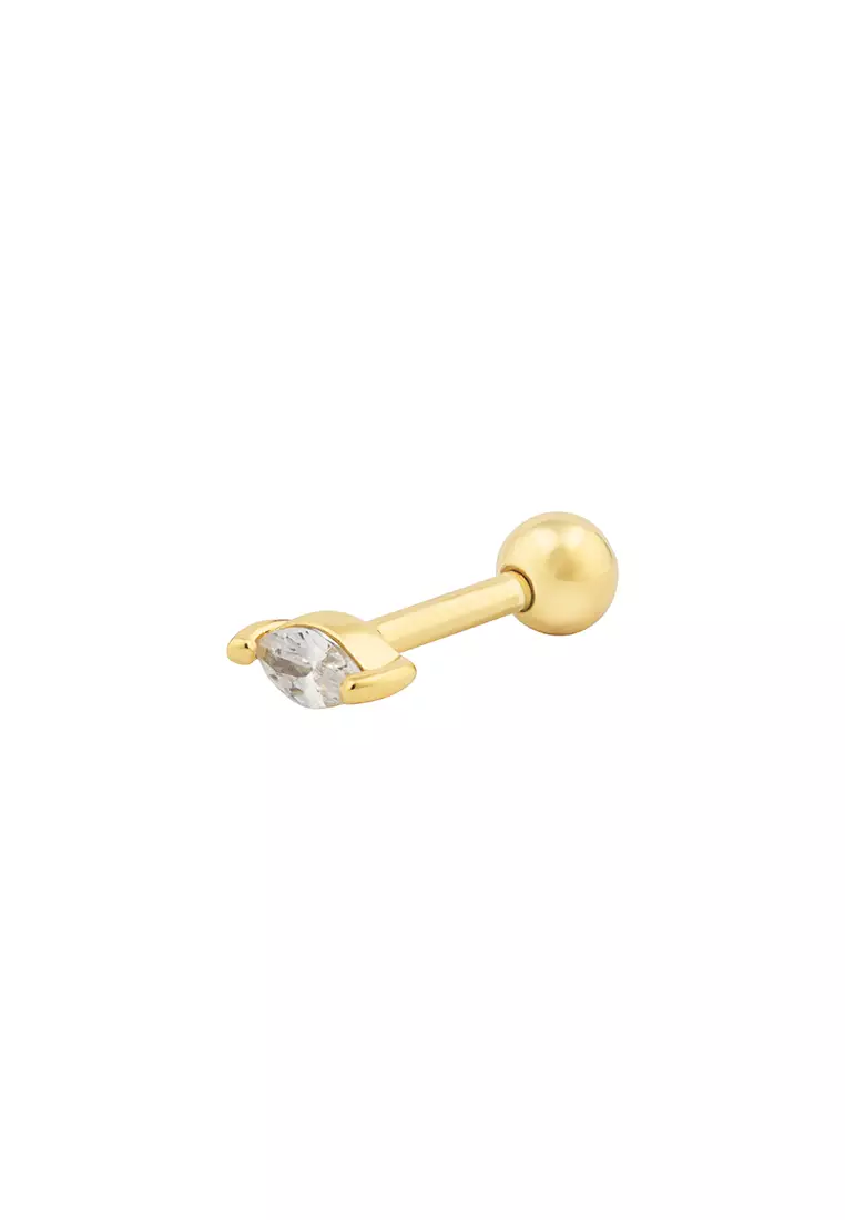 Gold barbell earrings best sale