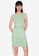 ZALORA BASICS green Shoulder Padded Ruched Dress 6068BAAE4ABF3AGS_1
