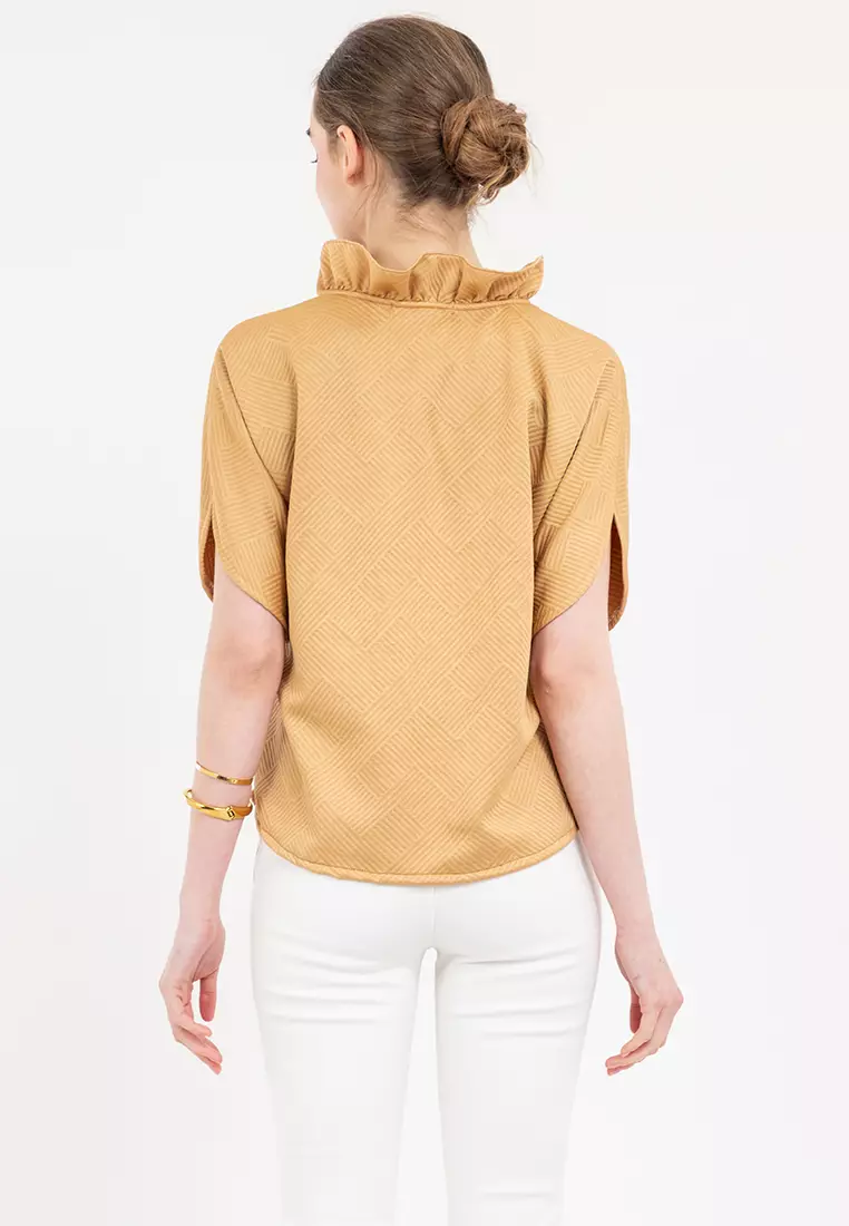 AERYN Textured Flared-Sleeve Blouse