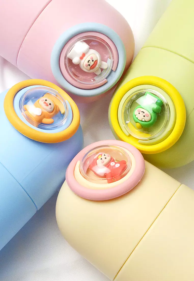 Wakakids Botol Minum Kaca Anak Food Grade Minimalis 350ml Motif Karakter Baby Dino Venrz Hijau