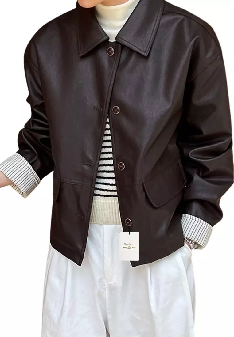 女式復古仿皮皮褸 YX9687