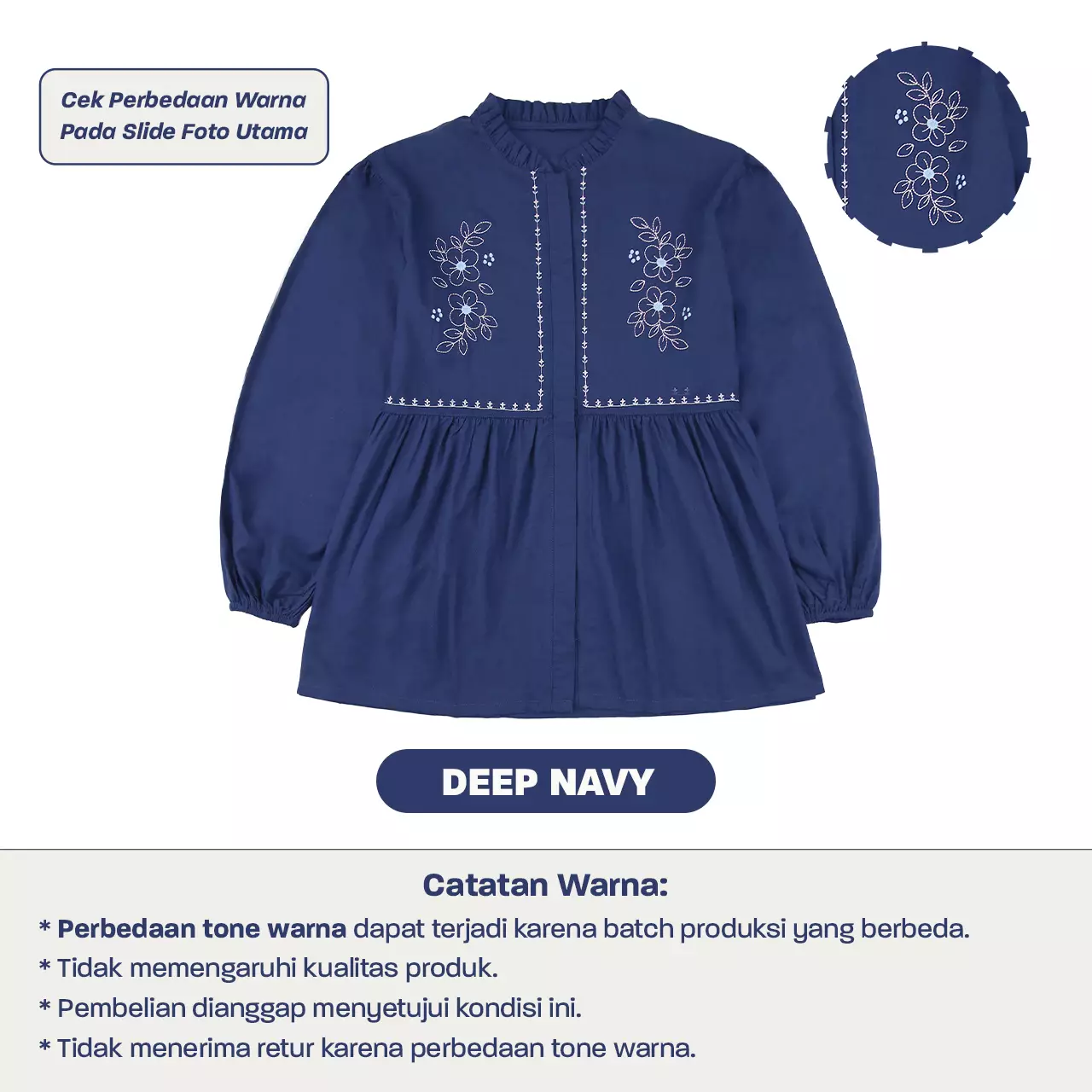 Mooi Tunik Wanita Atasan Wanita Raya Collection Liyana Tunik Adult Basic Series 2026 - Deep Navy