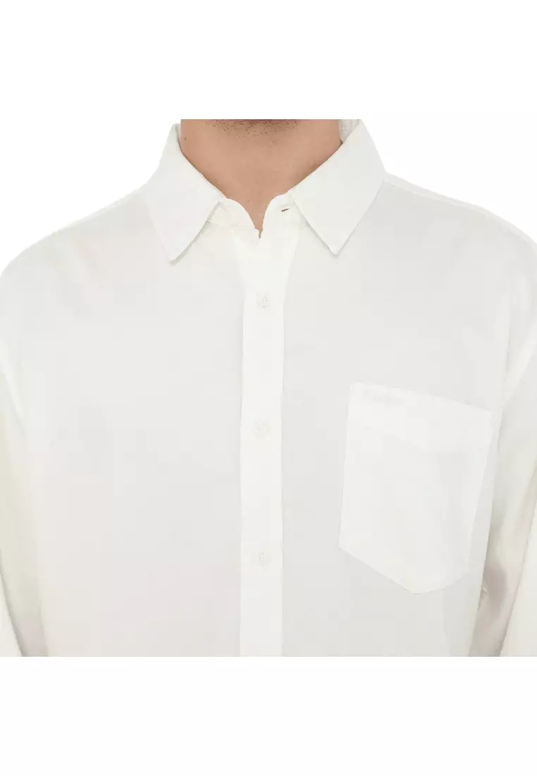 POLICE Kemeja Polos Cotton Regular Fit Lengan Panjang Pria