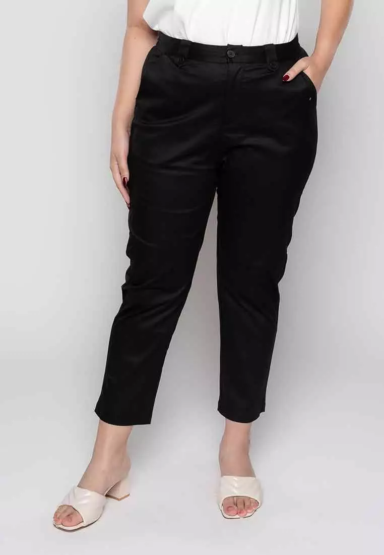 Milly Plus Size Melyna Slim Casual Pants with Belt Loop Detail