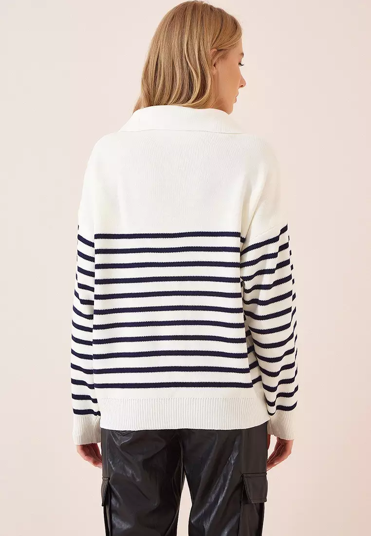 POLO領間條針織衛衣