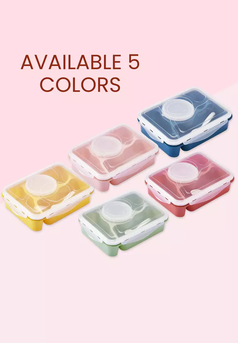 Wakakids Lunch Box 4 Sekat Kotak Makan Bekal BPA Free Anti Tumpah 5371 Venjr Hijau