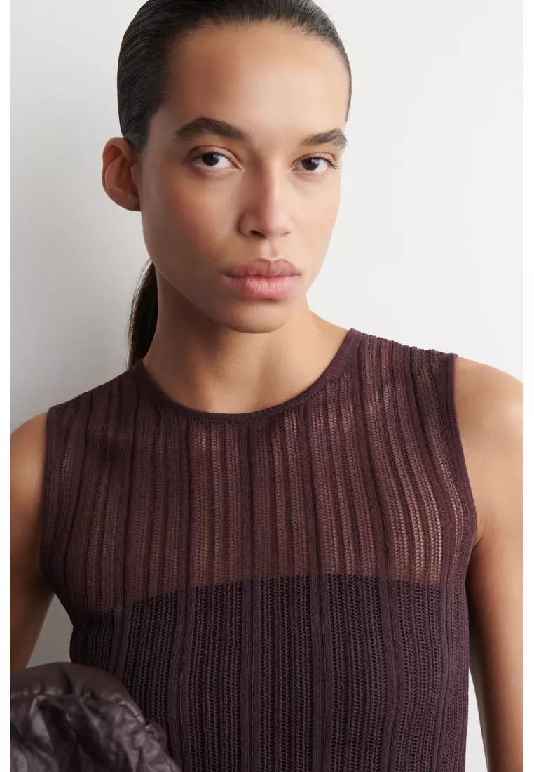 SHEER LACE-KNIT TANK TOP