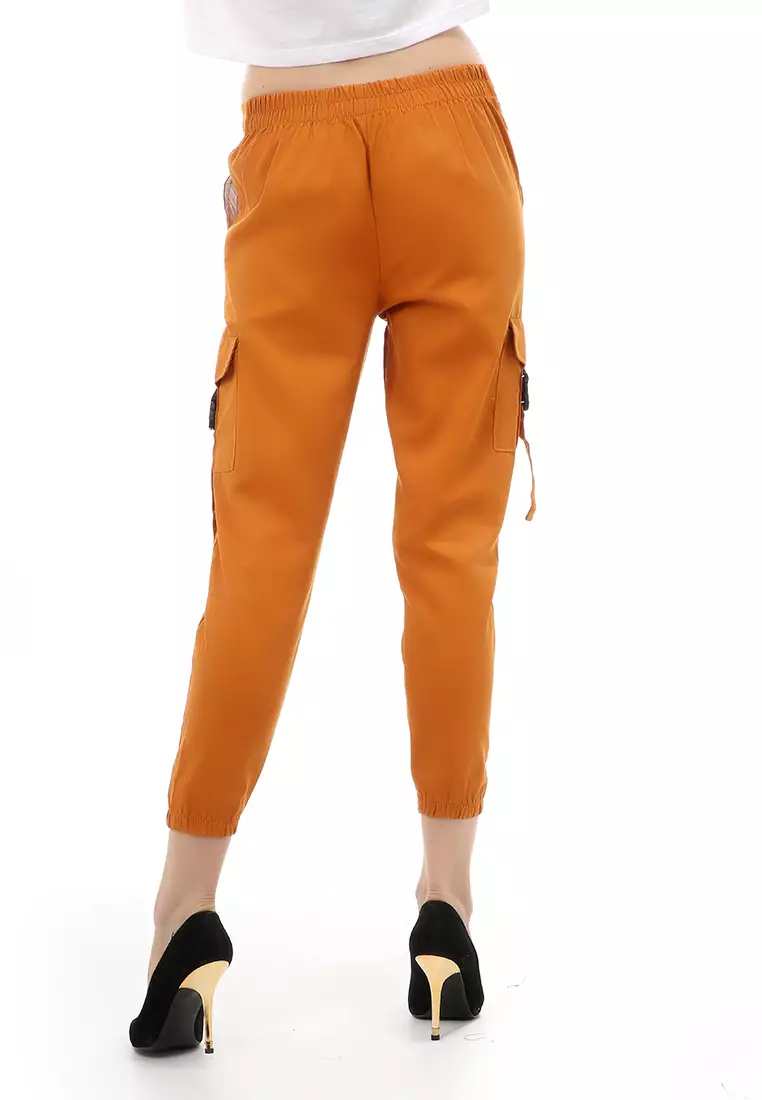 Jourel Celana Panjang Kasual Wanita Jogger Cargo Pants Material Cotton Drill ORIGINAL - Mustard