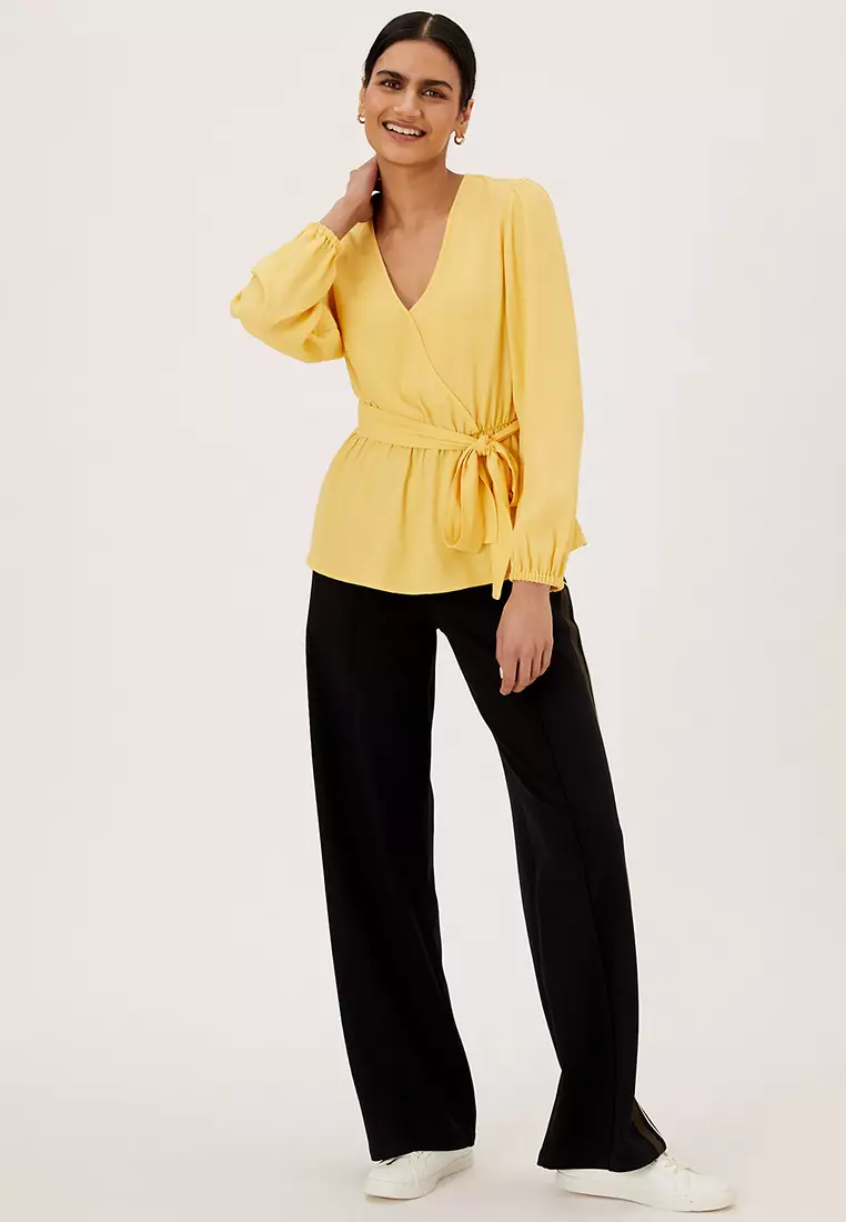 V-Neck Long Sleeve Wrap Top