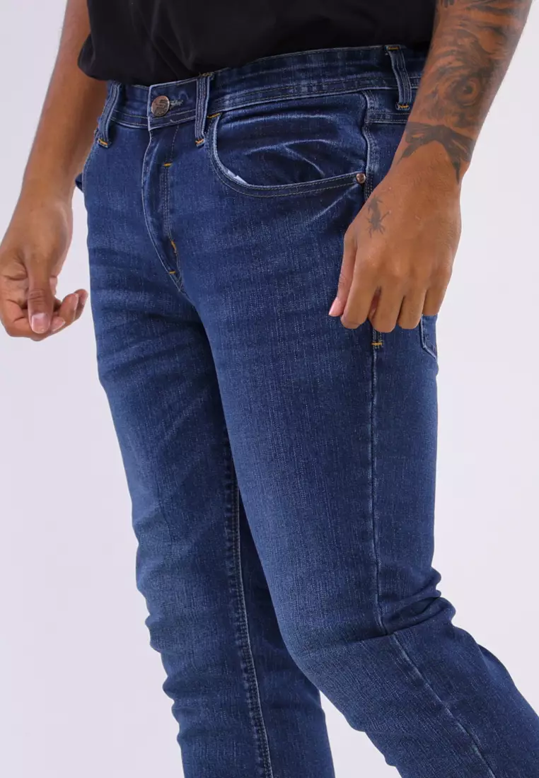 Denim Long Pants Slim Tapered Fit Stretch
