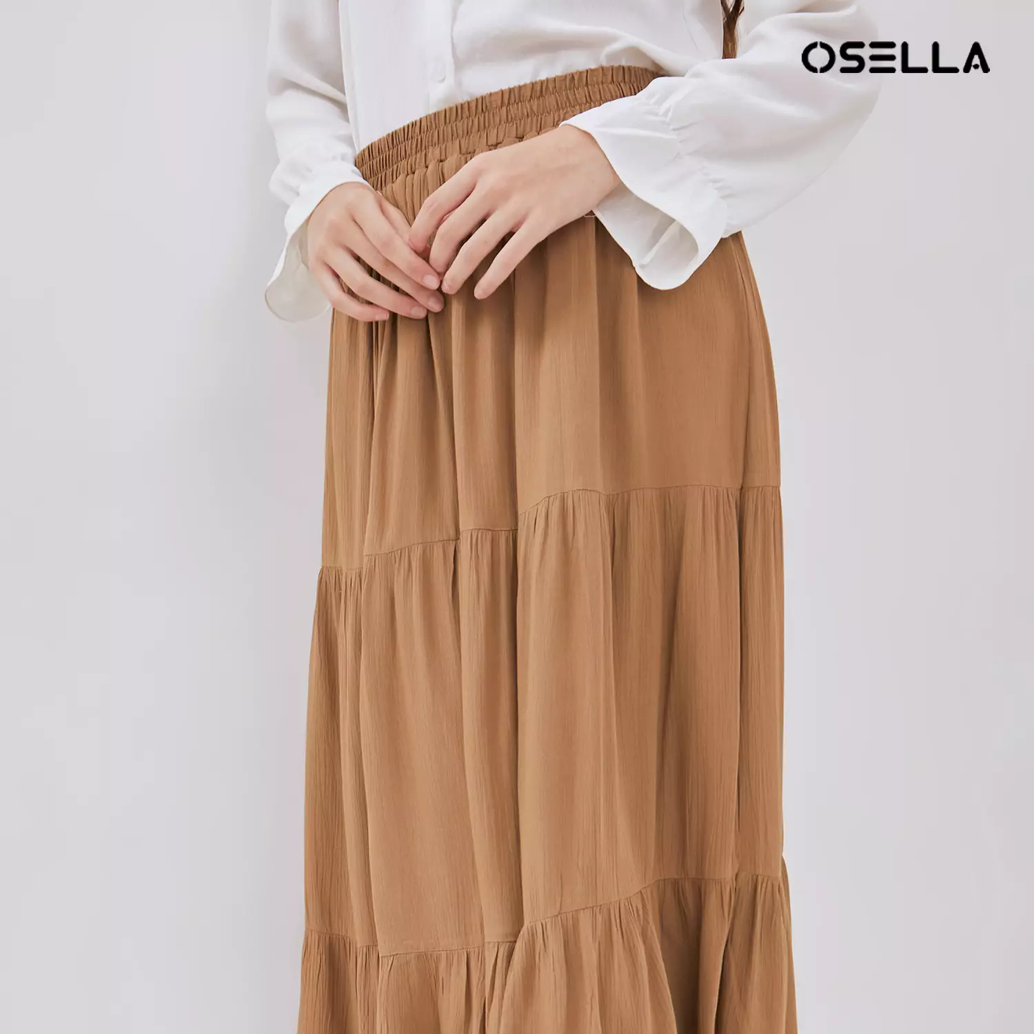 [NEW] Osella Brielle Tiered Maxi Skirt In Brown 2187500256 | Rok Maxi Wanita