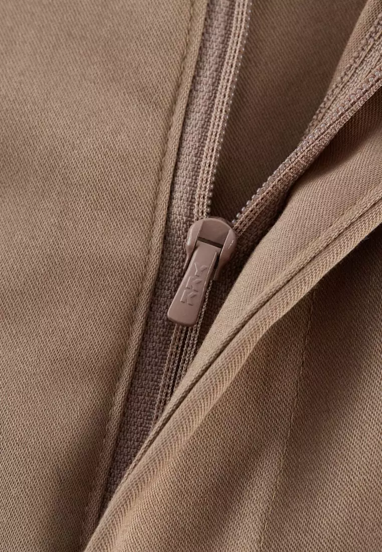 Cotton Blend Spandex Satin Cropped Cigarette Pants With Elastic Waistband