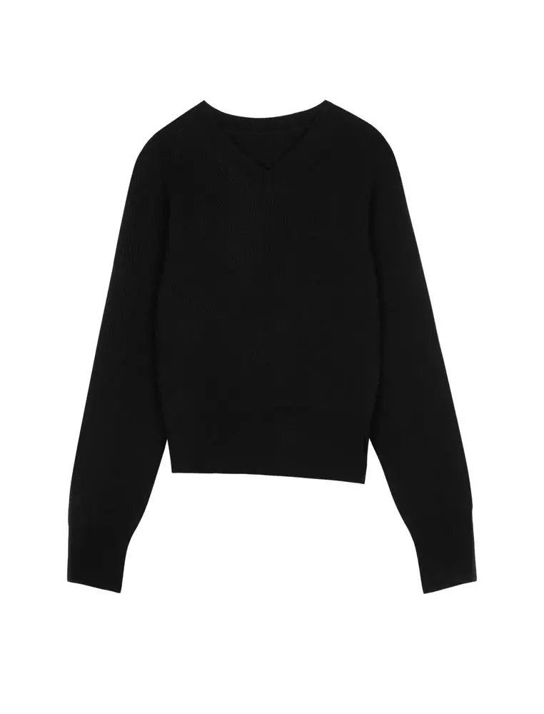 V-Neck Long Sleeve Pullover Cashmere Sweater