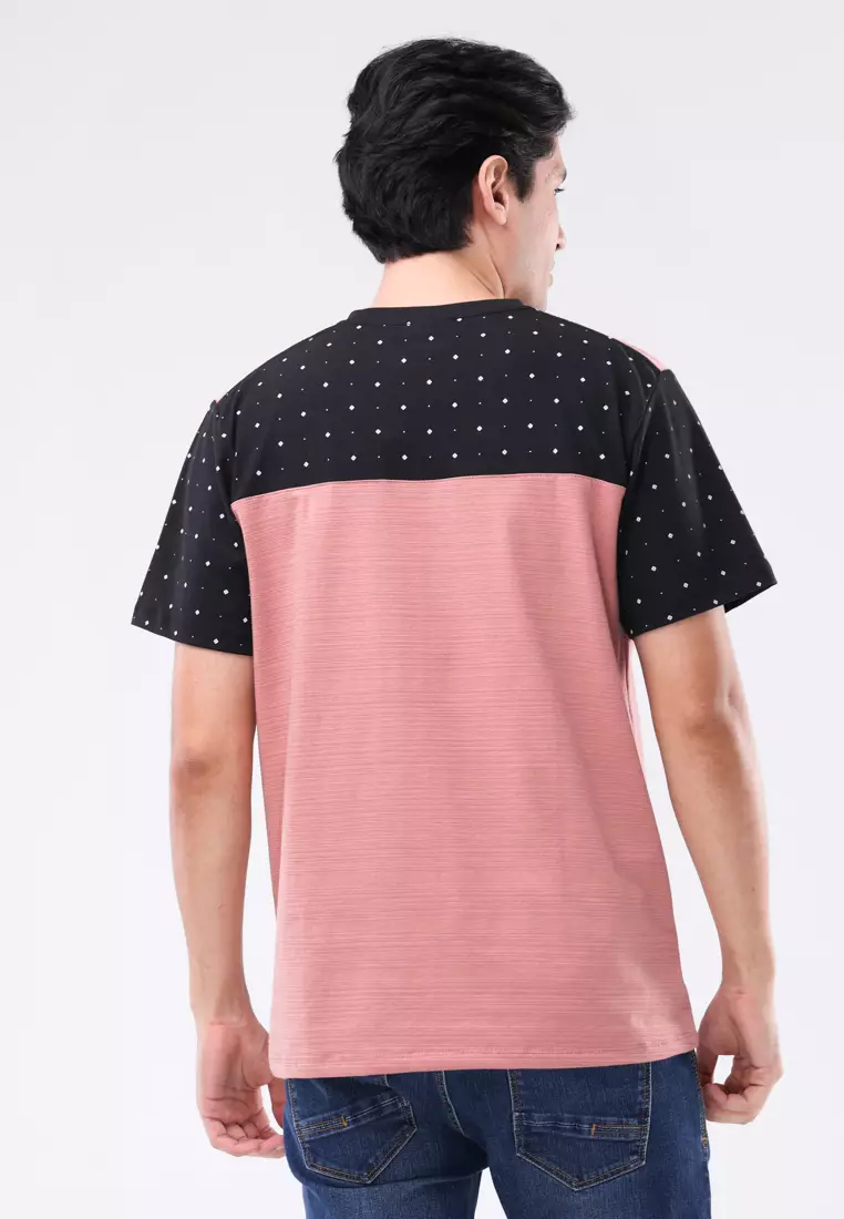 Round Neck Streaky Short Sleeves