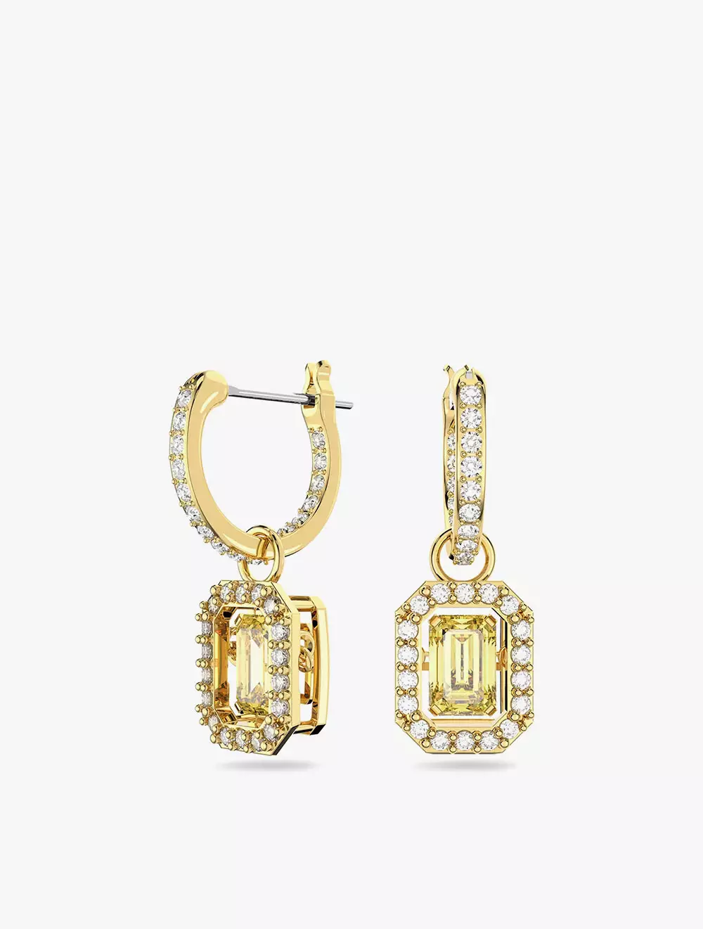 Millenia Drop Earrings, Octagon Cut, Yellow, Gold-Tone Plated - Yellow