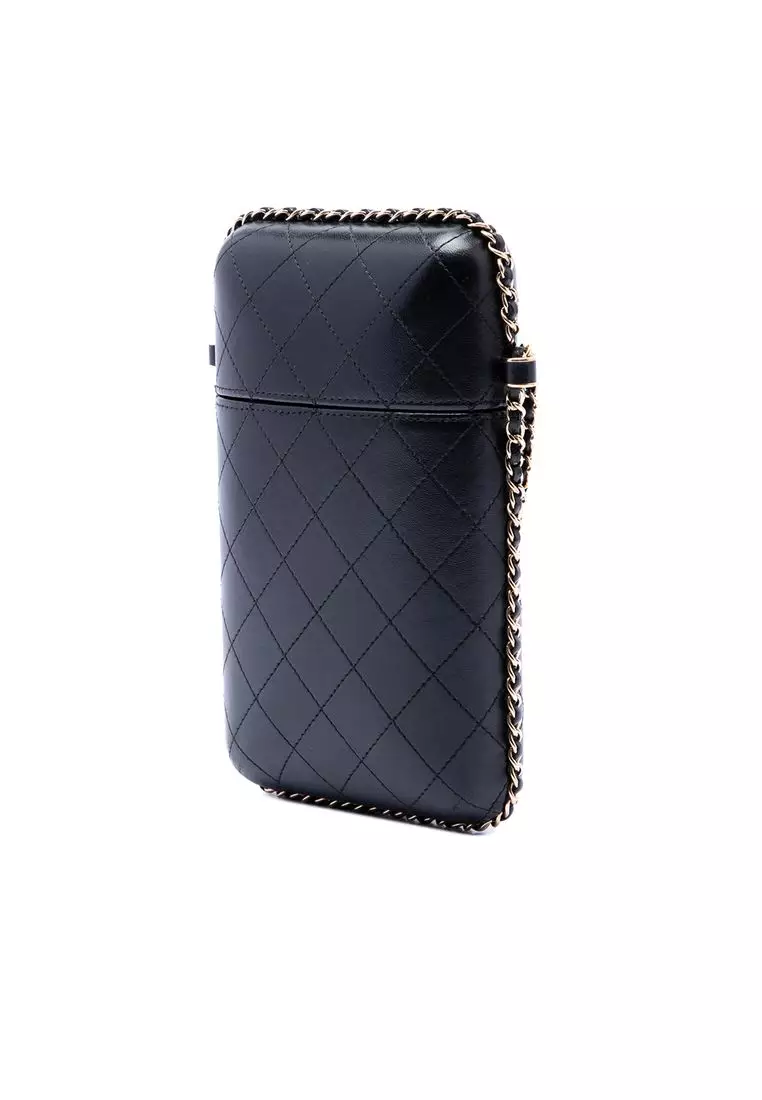 Pre-Loved Chanel Cc Quilted Lambskin Chain Around Phone Holder