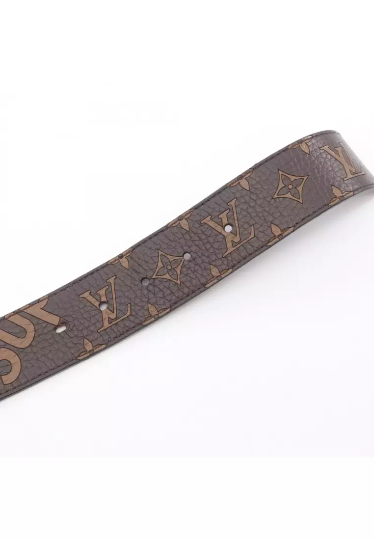 Pre-Loved Louis Vuitton LOUIS VUITTON × Supreme ceinture LV initials gold hardware belt leather Brown black