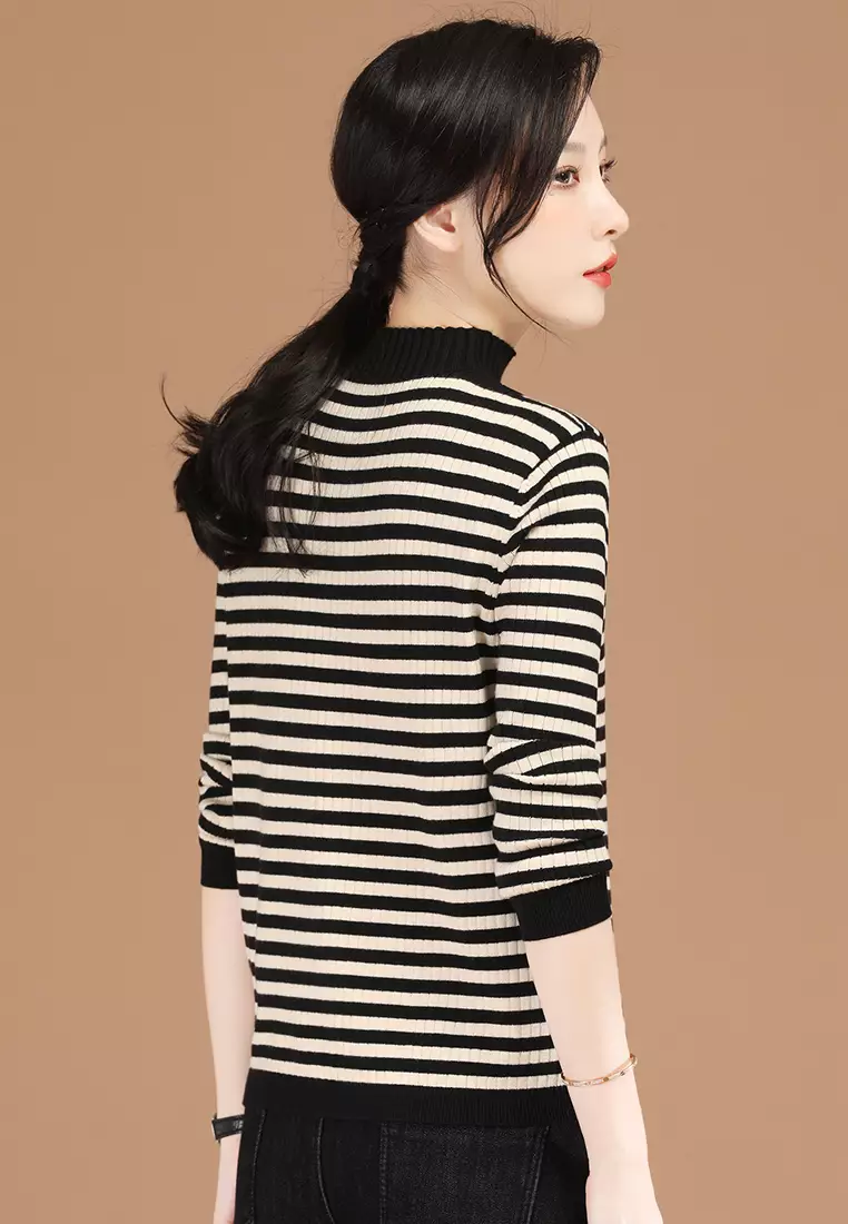 Girls store striped turtleneck