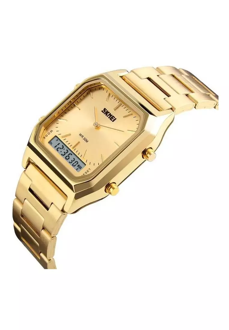 Jam Tangan Digital Analog Pria Waterproof Many Function Strap Tali Material Stainless Steel PQ01 ORIGINAL