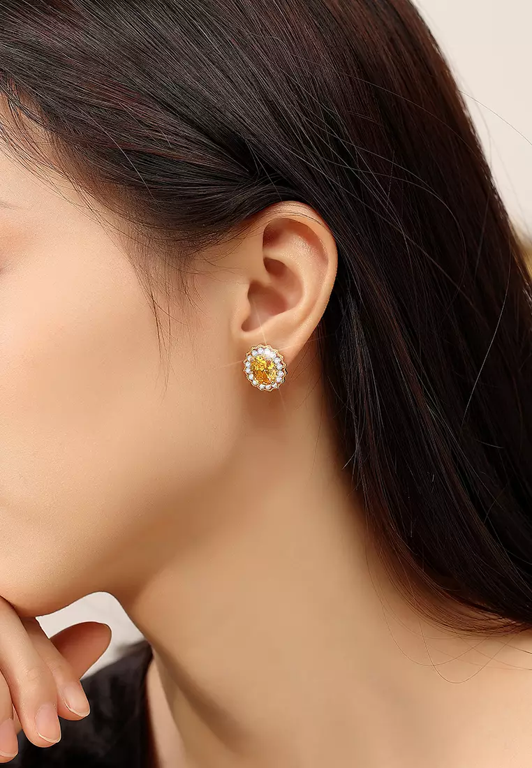 Anting Wanita Korean Fashion Berlian Anting Giwang Perhiasan Original Kotak Indah gold