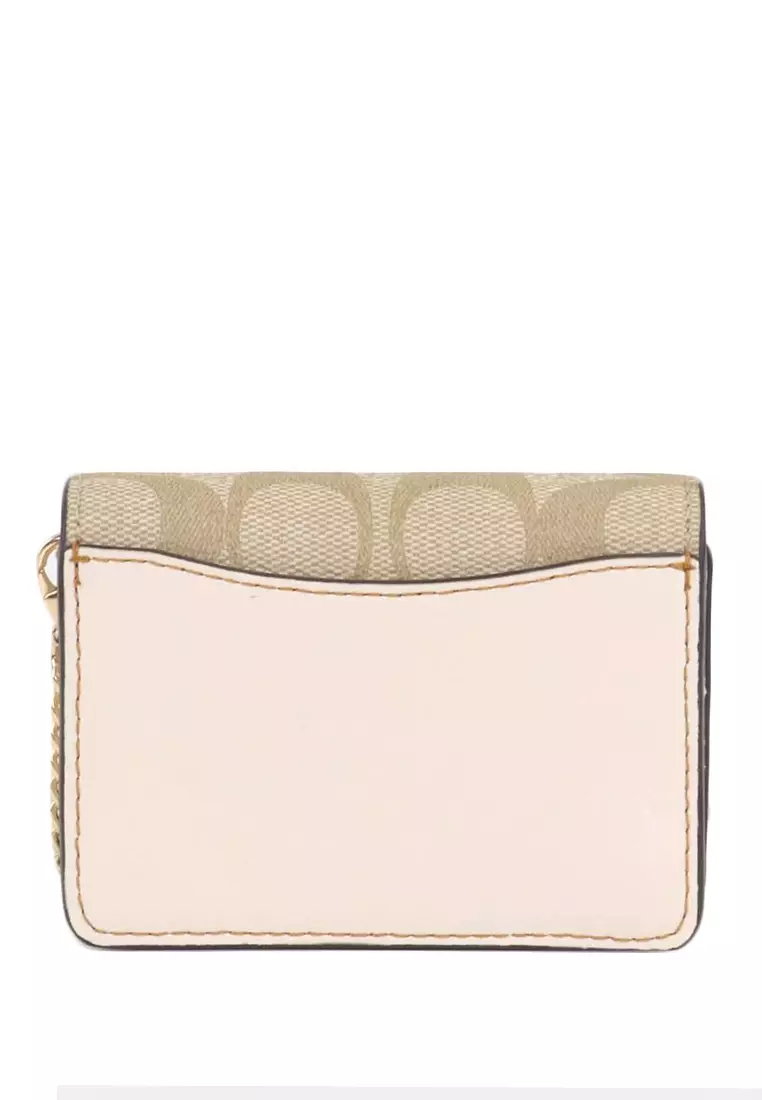 COACH®  Mini Wallet On A Chain In Signature Canvas With Floral Applique