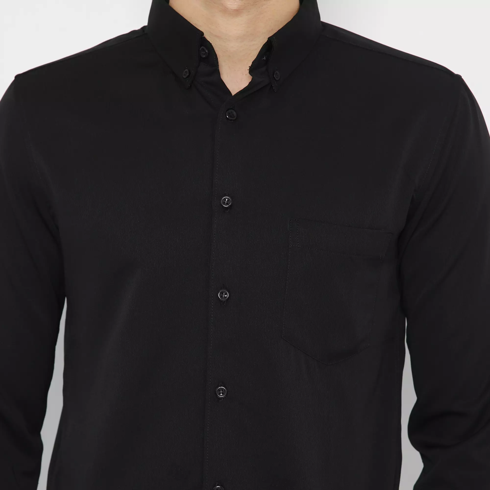 Platini Baju Kemeja Pria Lengan Panjang Polos Polinosic Hitam 66100