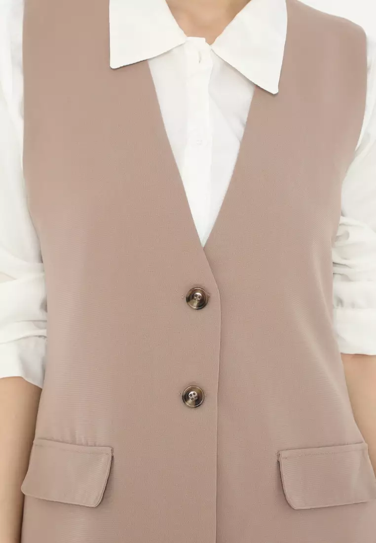 Basic Vest in Coksu By Brilliant Girl Warna COKLAT